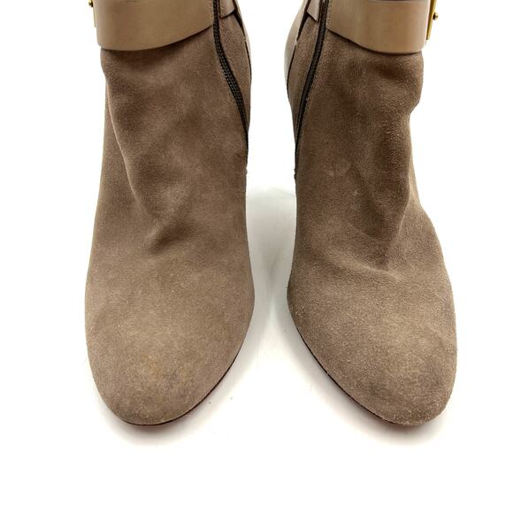 Coach Mason Booties Leather Suede Gray Taupe - Picture 2 of 10